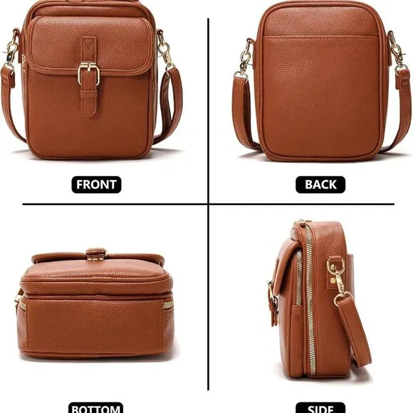 Small Vegan Leather Crossbody Bag for Women Compact Stylish Spacious - Picture 6 of 7